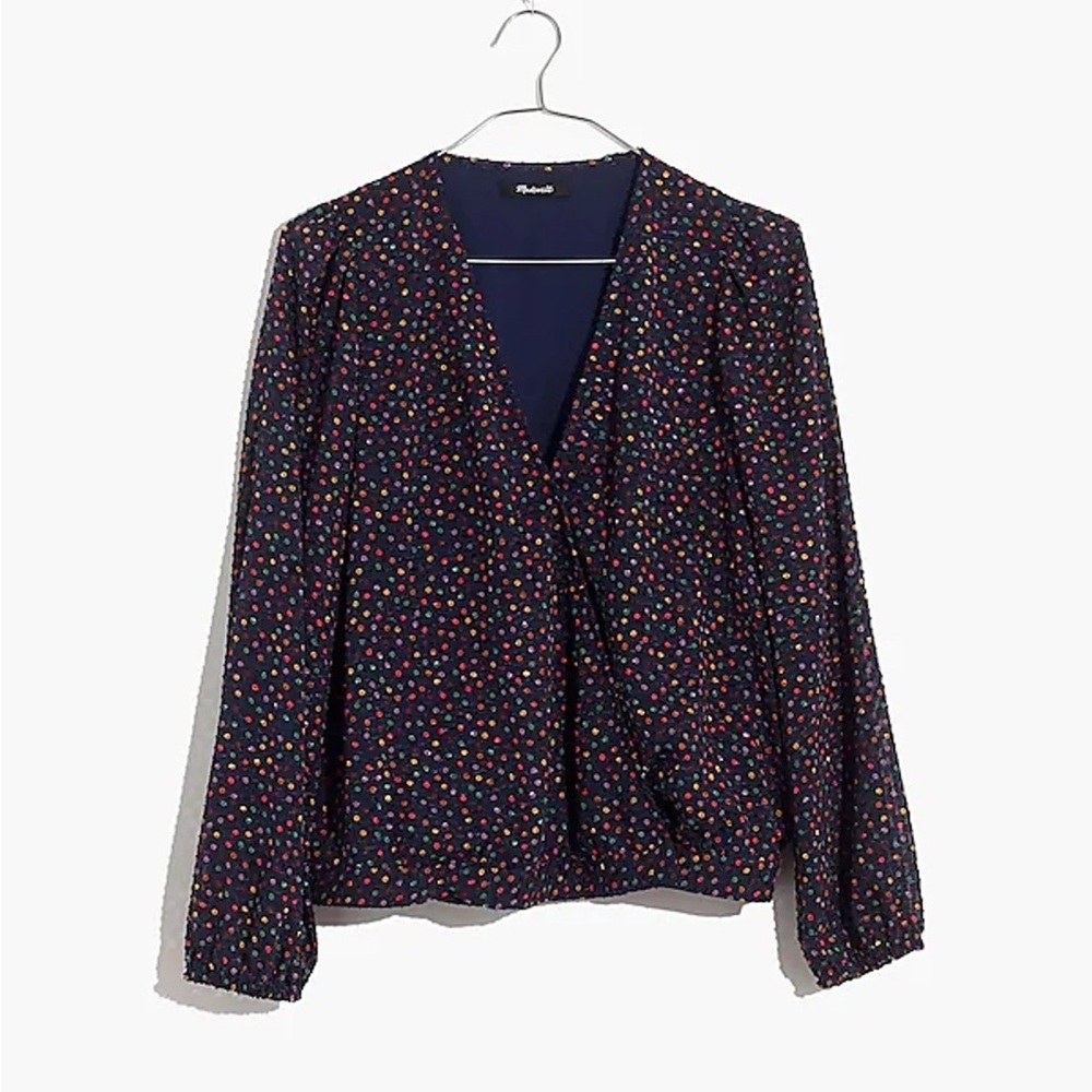 Madewell Lyric Wrap Top in Sugar Dot